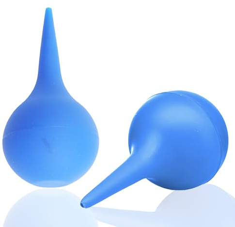 2 PCS Poire Oreille Lavement Oreilles,Poire Lavement Oreille De Nettoyage D'oreille Doux,Seringue Oreill Utiliser,Débouche Oreille,Pour Nettoyage,Sac Tissé Poir6e Effilée (Bleu 60 Ml)