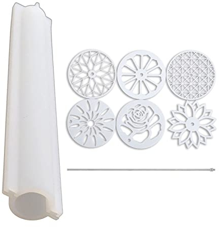 Rudiaoa Juego de herramientas de jabón para hacer plantillas de flores de partición de silicona con palo de hierro y molde de columna, moldes de tubo de silicona para hacer pasteles de resina epoxi