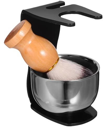 DECORNIJIA Kit de Rasage pour Hommes Blaireau Doux Bol à Raser en Acier Inoxydable et Support Robuste – Ensemble Complet pour Entretien de Barbe Outil Moussant Pratique Accessoires de