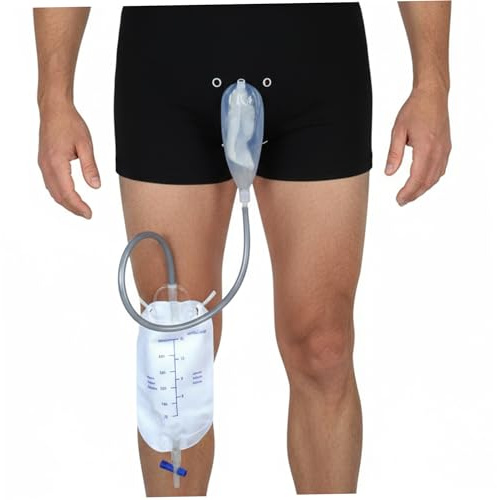 Sistema orinatoio maschile con sacca per le gambe, dispositivo per incontinenza maschile con comodo catetere esterno in silicone M..