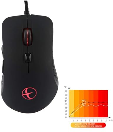 Trådbunden spelmus, ergonomisk programmerbar USB-värmare uppvärmd mus med 6 knappar, 2 400 DPI, för Windows PC-spel – svart