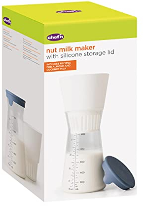 CHEF'N 5255882KC Nussmilchmaschine mit Rezepten in Geschenkbox, Glas Kunststoff, Transparent,blau