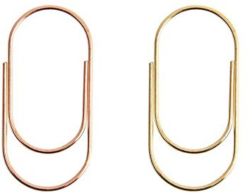 OWLFAVO 36pcs 2inch Jumbo Paper Clips with Clear Box, Rose Gold and Yellow Gold, Funny Cute Paperclips Bookmarks Planner Clips for Fun Office Supplies School Gifts Wedding Decoration
