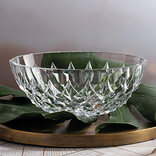 Queensway Home & Dining Clear 1500ml Glass Salad Bowl, Crystalline Material and Lead Free, Serving Dish for Fruit Salad Popcorn and Snacks