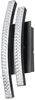 Eglo LED lámpara de pared Lejias, iluminación de pared, luz de interior de metal en negro, cristal de plástico en transparente, lámpara de salón LED blanco cálido