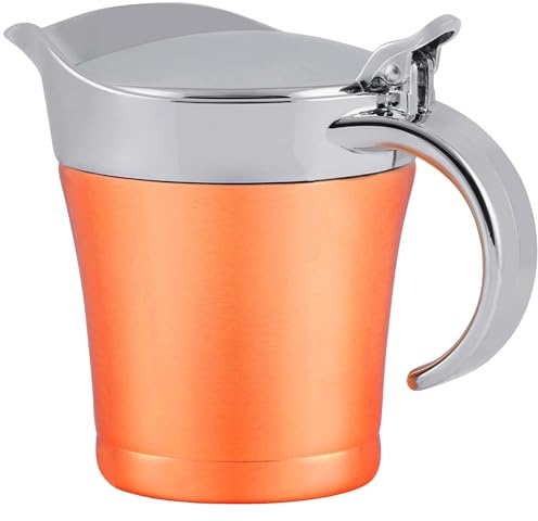 OVENTE Stainless Steel Gravy Boat with Hinged Lid, 14Oz Insulated Sauce Jug for Serving Cream, Salad Dressing or Syrup at Thanksgiving, Christmas, Holidays, Family Dinner and Parties, Copper GB4541CO