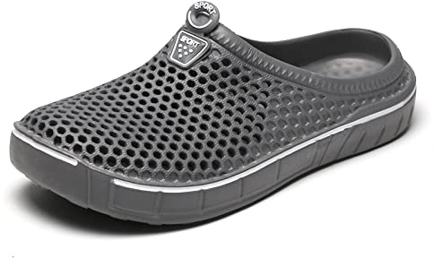 ReverseClock Women Garden Clogs Shoes Unisex Mesh Breathable Slippers Lightweight Summer Beach Sandals Walking Shoes (Grey-2,4,Female,Women,Medium)