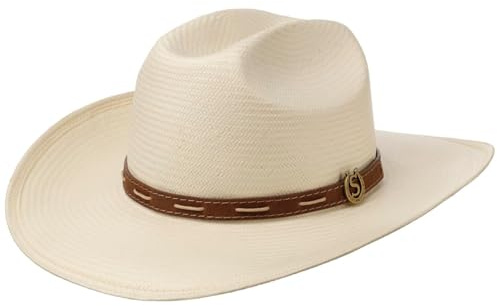 Stetson Edcouch Chapeau Western Paille Toyo Bande en Cuir Homme Printemps Ete