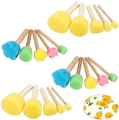 Schwammpinsel, 18 Stück Malerei Schwamm Pinselset aus Schaumstoff Schwammstupf Pinsel Set Schaumstoff Stupfpinsel zum Malen ür Malerei Handwerk Keramik DIY Malerei Werkzeuge Packung
