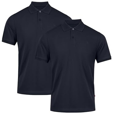 DANISH ENDURANCE Polo Hombre Manga Corta Algodón, 1 y 2 Pack Azul Marino 2XL