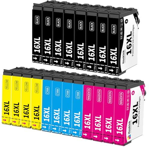 Hookink Multipack de 20 Cartouches d'encre 16XL 16 XL compatibles 16XL pour imprimantes Workforce WF-2760, WF-2630, WF-2510, WF-2660, WF-2750, WF-2650, WF-2540, WF-2530, WF-2520, WF-2010