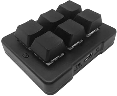 Docooler Teclado de 6 teclas programable trimodo 2.4G/BT/teclado mecánico con cable con una sola mano, teclado de operación simple Plug and Play para juegos, oficina, trabajo, programable PS
