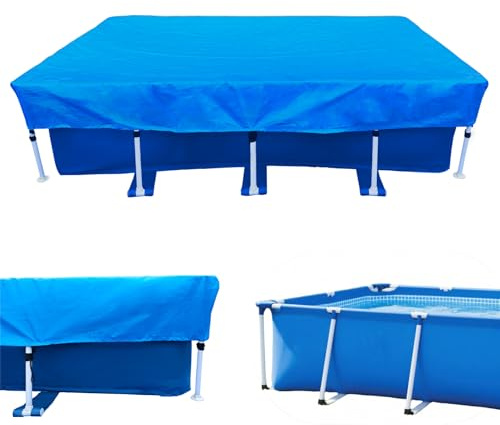 Bâche Piscine Rectangulaire 450 x 220 cm Bâche de Couverture pour Piscine à Cadre Rectangulaire 4,50 x 2,20 m Pool Cover Bâche Solaire Estivale et Hivernale Imperméable et Anti-Poussière