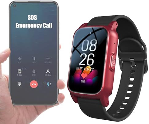 Weyot Reloj Inteligente con Detección De Caídas para Personas Mayores, Dispositivo De Alerta De Caídas para Personas Mayores con SOS, Videollamada HD, GPS Y Carga Magnética - IP67 Impermeable,Red