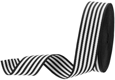 PATIKIL Cinta De Grosgrain A Rayas Negras Y Blancas De 1, 10 Yardas De Tela De Poliéster Cinta Artesanal De Diseño Doble Cara Para Hacer Lazoss De Regalo DIY Decoraciones Navideñas