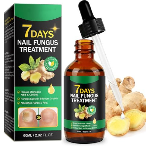 60ML Fungal Nail Treatment, Ginger Nail Fungus Treatment for Toenail and Fingernail, 7 Days Anti Fungus Nail Repair and Strengthen, Fix and Renew Damaged, Broken Nails, Restoring Healthy Nails