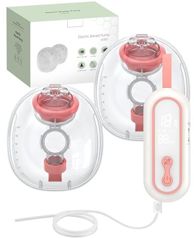 eSynic Sacaleches Eléctrico Manos Libres Portátil Doble 210ml Silencioso Extractor de Leche Materna con 4 Modos y 15 Niveles Bomba de Lactancia Portátil con Flanges 16–24mm y Pantalla LED