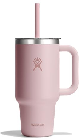 Hydro Flask – Travel Tumbler 936 ml (32 oz) with Clear Press-In Straw Lid – Acciaio Inox – Isolamento a Doppia Parete Sottovuoto – Resistente agli Schizzi – Trillium