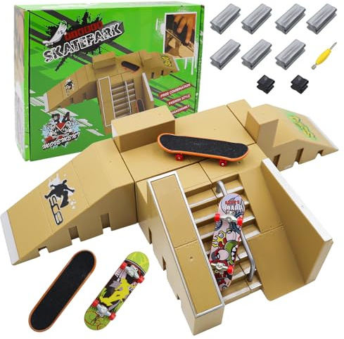 BEELUKY Finger Skate Kit D'accessoires pour Rampe avec Fingerboard 5-in-1 Kit de Park de Skateboard pour Doigts DIY Fingerboard Skatepark pour Cadeau Anniversaire Enfants Invites