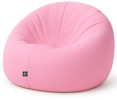 PATCH HOME 2-i-1 sittsäck fåtölj – gaming saccosäck med dragkedja – redan fylld, ergonomisk och robust för barn och vuxna – inomhus och utomhus, väderbeständig (ljusrosa, Ø 145 cm)