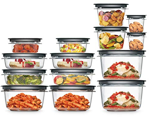 Rubbermaid Commercial Products 2108373 Meal Prep Rubbermaid Premier Frischhaltedosen, 28-teiliges Set, Kunststoff, grau