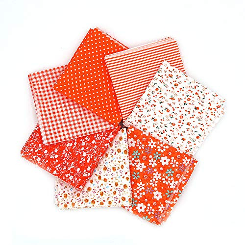Namvo 7 piezas de 50 x 50 cm de algodón para manualidades, tela de patchwork hecha a mano, diferentes diseños, color naranja