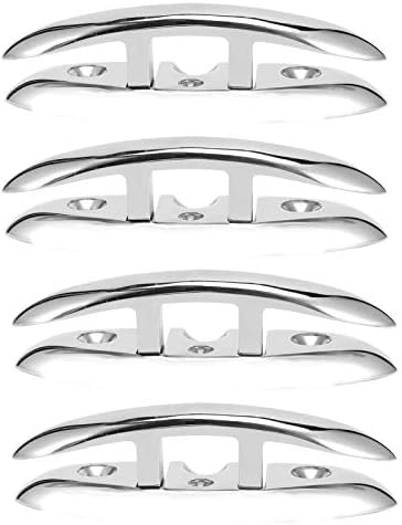 Klappbare Klimmzugklemme, Marine Handware Cleat, 4-teilige faltbare Dockklampe aus Edelstahl Klappbare Klampe Marine Handware 6x2.1in