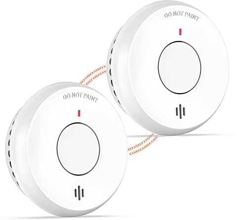 Detecteur De Fumée Connecté 10 Ans De Batterie, avec Fonction De Mise en Silence Et Auto-Test, Détecteur De Fumée Conforme À La Norme EMETEK, 2 Pièce