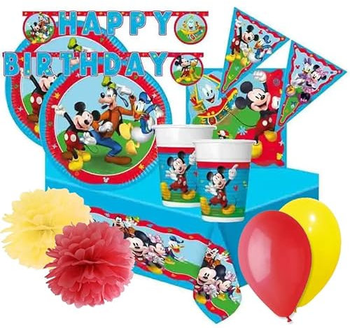 Kit n.57 addobbi compleanno topolino Mickey Rock The House per feste a tema del personaggio che da sempre conquista il cuore di ogni bambino
