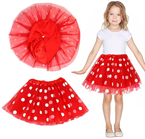 Sprinlot Falda Tul Rojo Niña,Tutu Elastico Tul,Tutu Ballet Niña,Tutú Princesa,Tutú Falda Carnaval Fiesta Infantil