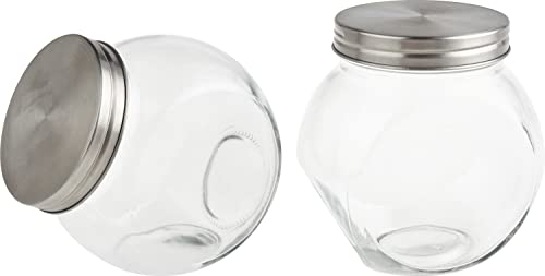 VBS Lot de 2 bocaux à provisions BONBON 650 ml 8,5x12,5cm Bocal en verre à bonbons Bocal de conservation 650 ml