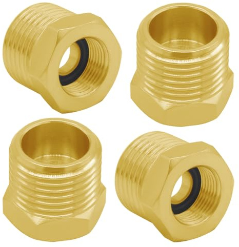 Joywayus 1/2 G Male to 3/8 Compression Female Thread Bushing Pipe Fitting, Brass Reducer Faucet Connector Water Hose Adapter, Supply Line Adapter for RV Kitchen Bathroom Plumbing 4PCS