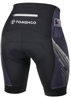 TOMSHOO Radlerhose Gepolstert, Fahrradhose Radhose Kurz mit Polster, Seite & Rücken Taschen, Atmungsaktive und Schnelltrocknende, Stoßdämpfend Radfahrhose Radshorts, Größe L, Farbe Grau
