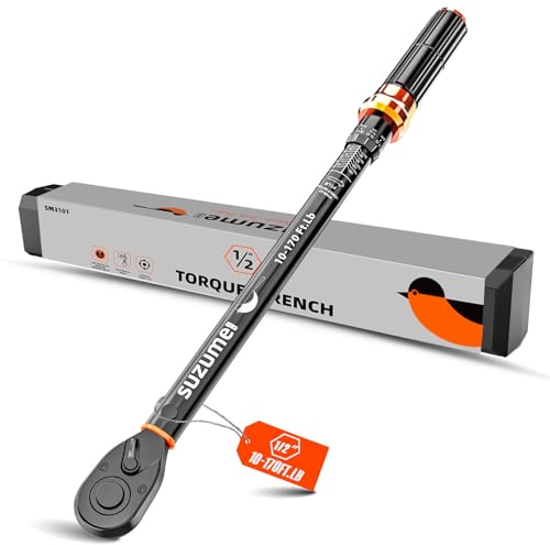 SUZUME Torque Wrench 1/2 Drive (10-170 Ft. Lb/ 14-231 N.m) ±3% High Accuracy Torque Wrench 72 Tooth Dual-Direction Adjustable Dual-Scales Torque Wrenches for Bicycle, Moto, Car
