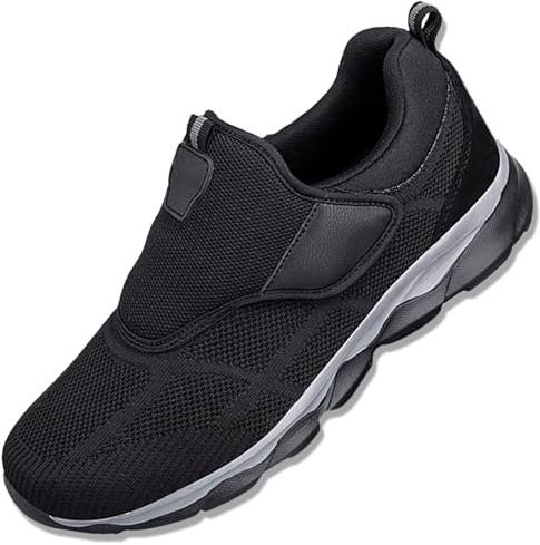AZMAHT Scarpa Uomo per Piedi Gonfi Confortevole Sneakers Casual all'Aperto Scarpe Uomo a Strappo Ginnastica Tennis Fitness Camminata per Persone anziane diabetiche,Nero,43/265mm