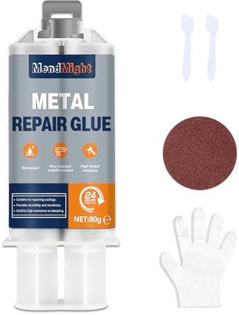 MendMight 80g Metallkleber Extra Stark Wasserfest Hitzebeständig, Flüssigmetall Kleber Geeignet für die Reparatur von Oberflächenrissen und -brüchen in Metall, Edelstahl, Kunststoff, Holz, Keramik