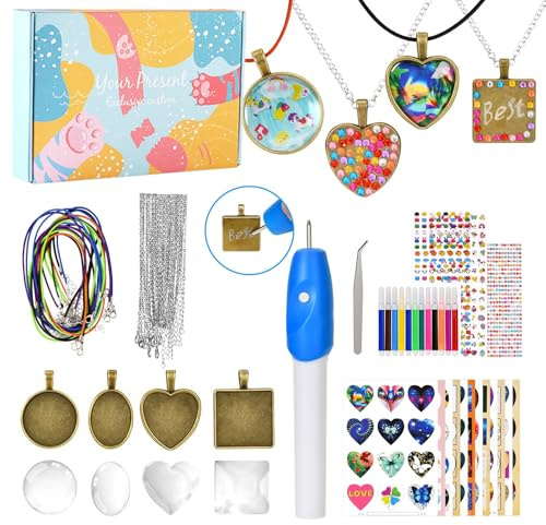johgee Bastelset Kinder Basteln Kinder Schmuck Selber Machen Set, Geschenke für Mädchen, Basteln Armbänder Anhänger Halsketten für Mädchen Geschenke 5-13 Jahre