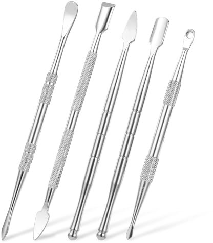 Piriuuo 5 Stück Edelstahl Doppelseitiges Wachsschnitzer, Wachs-Schnitzwerkzeuge Werkzeuge Ton Modellierwerkzeug Schnitzwerkzeug Skulpturen Modelierwerkzeugset für Modellierung, Detaillierung