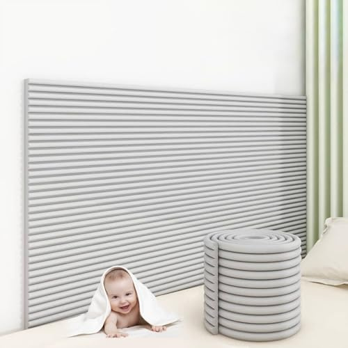 APMOE 3D Anti Collision Wall Padding for Kids Playroom, 2 cm Thick Padded Wall Panels Self-Adhesive, Wall Cushion DIY Peel And Stick on Headboard Panels for Bedroom, Tatami, Nursery(Gray,1 Pcs)