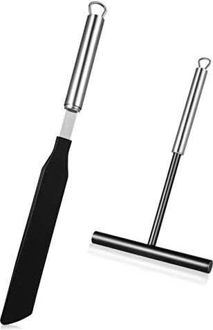 FIXOSHEE Espátulas Para Cocina y Repostería De Acero Inoxidable, Set 2 Piezas, Raspador De Crema y Espátula Para Panqueques, Utensilios Para Hornear Casa, Diseño Práctico y Compacto