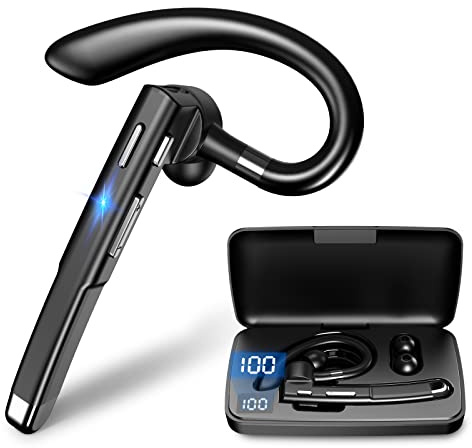 Boytond Single Wireless Bluetooth 6.1 Headset - Wireless Bluetooth Earpiece with Charging Case,120H Playback, Dualable Hands-Free Headphones with Built-in Mic