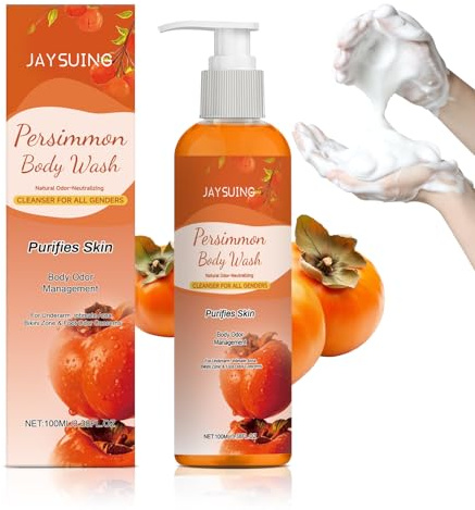 Gel de Ducha de Caqui,Para Olor Corporal,100 ml Lavado Corporal Caqui-Limpieza Suave Hidratante,Se Siente Fresca y Sin Tirantez,Geles Ducha Desodorante para Hombres Mujeres