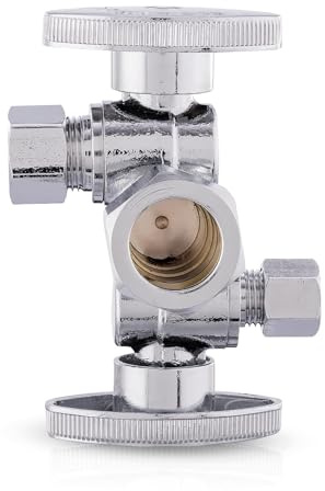 EFIELD 1/4-Turn Dual Compression Outlet Angle Stop Valve with 2 Shut Off Valve/Handles, 1/2 NOM (5/8 OD) x (3/8 inch x 1/4 inch) Chrome For Faucet Toilet Valve,Icemaker,Filter,(VALVE137)