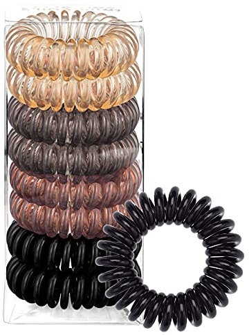 Super Comfy Coil Hair Ties for Thick Hair - No Crease Ponytail Coils (8 pcs)