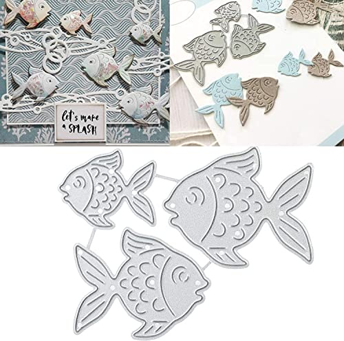 Fish Cutting Dies for Card Making,Fish Cutting Dies Cut Stencils for DIY Scrapbooking Photo Album Decorative Embossing Paper Dies for Card Making Templated+Cute Brooch Pin