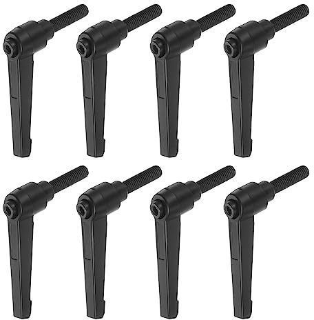 QUARKZMAN 8uds Ajustable Sujeción Palanca Manijas M8 x 25mm Macho Rosca Perno Perillas Giratorio Tornillo Bloqueo Rápida Liberación Trinquete Pulsador Botón Mango, Negro