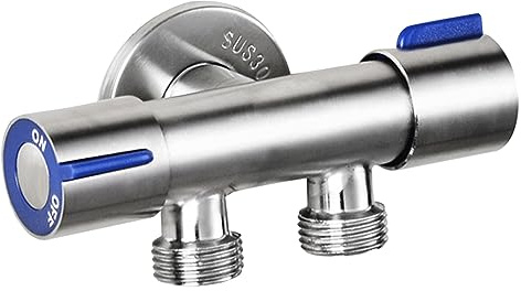 Rubinetto domestico in acciaio inox, nucleo in rame, rubinetto doppio uso, monouso, lavatrice, attacco per tubo dell'acqua VgZ545 (argento, taglia unica)