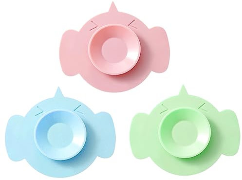 LALAFINA 3st Fixierte Schalenaufkleber Silikonschale Besteck Geschirr Schüssel Fester Boden Plattenfixierer Befestigungspad Für Kinderschüsseln Schale Saugnapf Doppelseitig Kieselgel