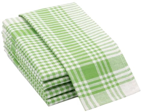 ZOLLNER 10er Set Geschirrtücher - Baumwolle in 50x70 cm - saugstarke und robuste Küchentücher - waschbar bis 60°C – in grün weiß kariert - Gastronomiequalität - Oeko Tex® Zertifiziert