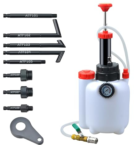 Transmission Fluid Pump(3L), Oil Filling Filler System Fluid Transfer Pump Tool with 8 Aluminum Alloy AdaptersTransmission Fluid Extractor